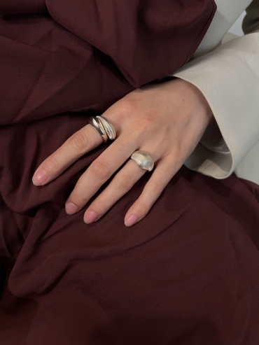 Silver Textured Shield Ring