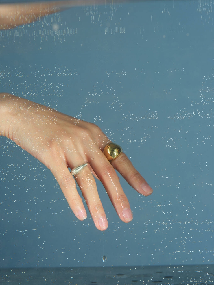 Gold Solid Silver Large Triangle Ring