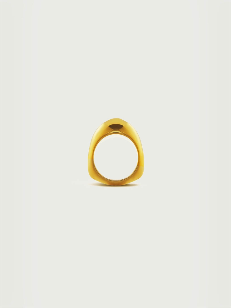 Gold Solid Silver Large Triangle Ring