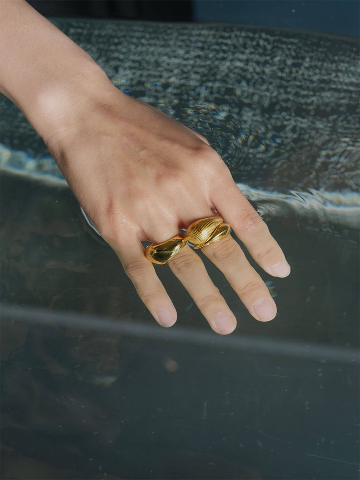 Gold Solid Silver Large Triangle Ring