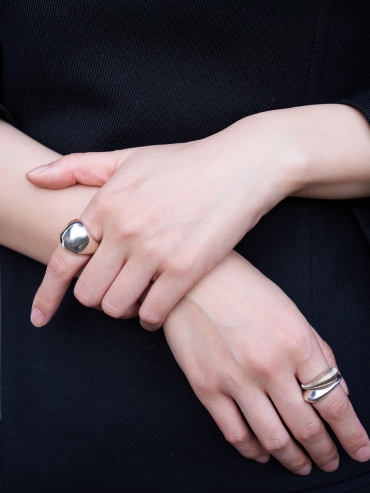 Silver Solid Silver Large Triangle Ring