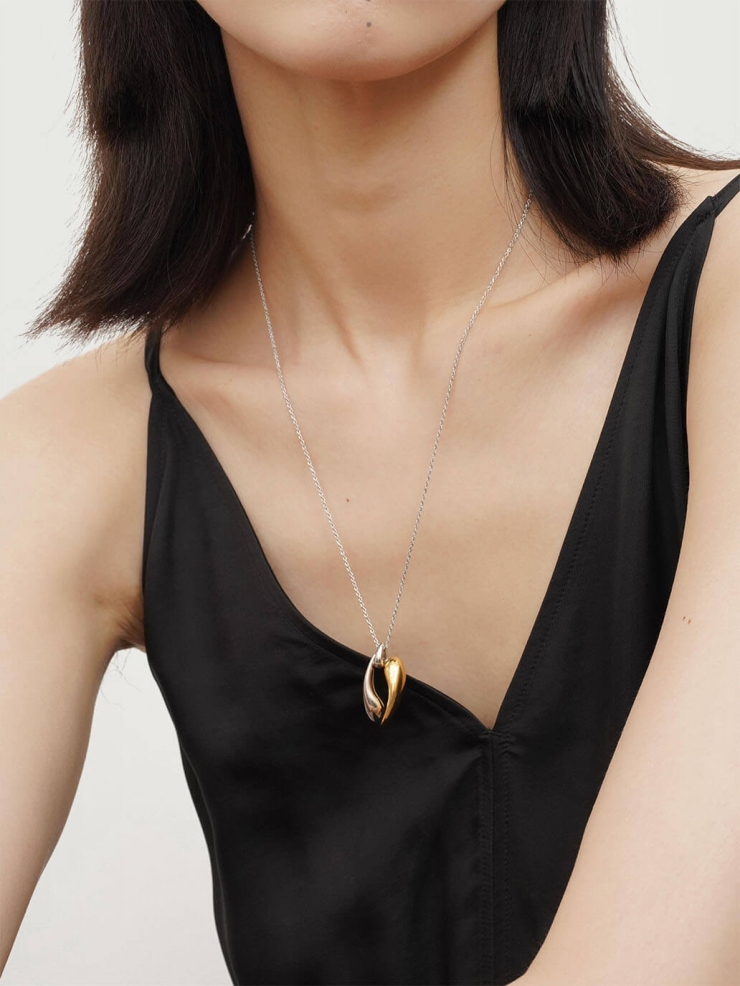 Gold and Silver Teardrop Necklace