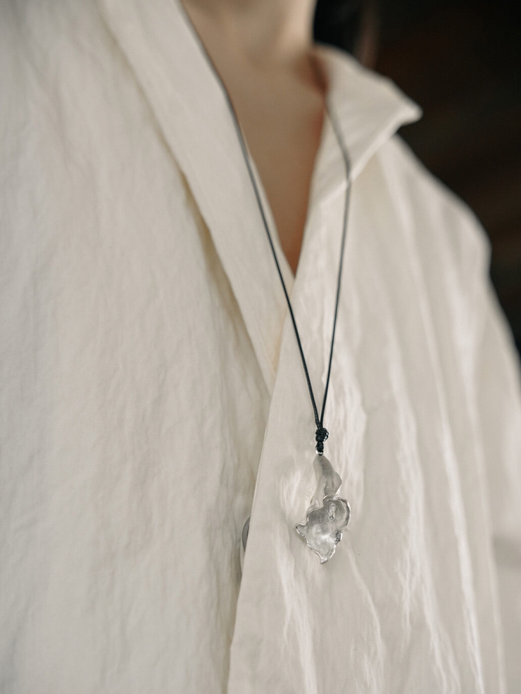 Silver Calla Lily Long Necklace