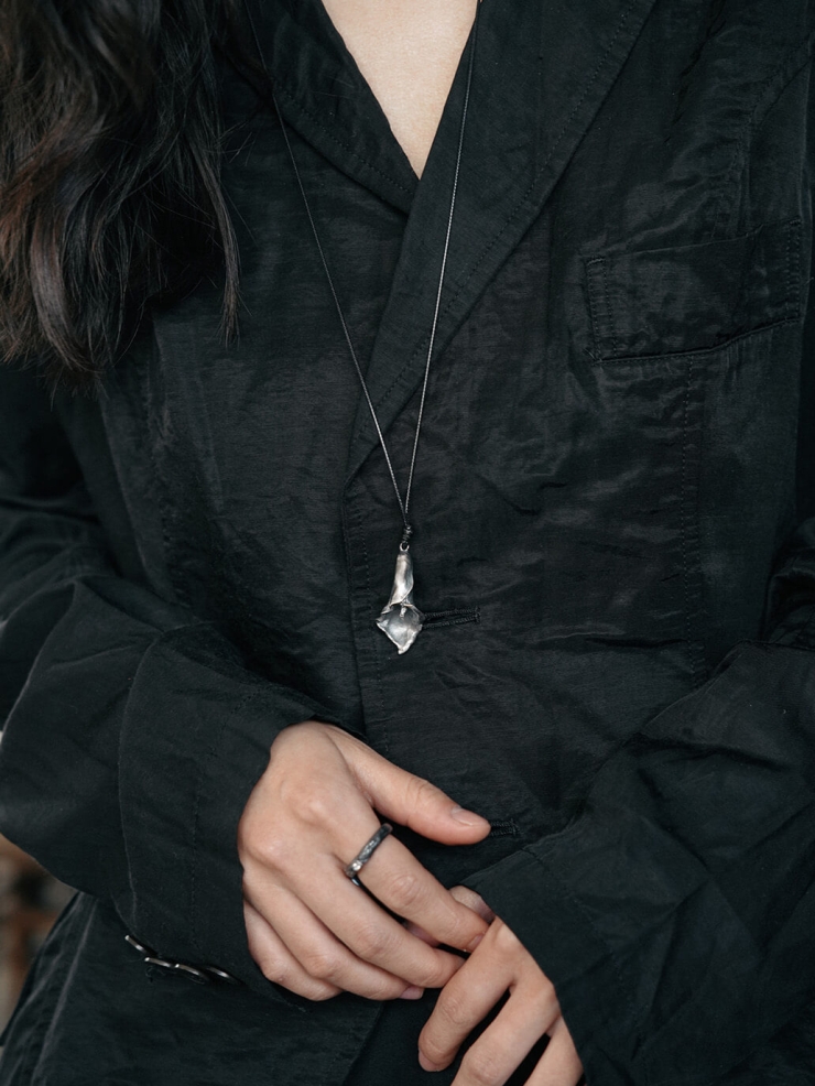 Silver Calla Lily Long Necklace