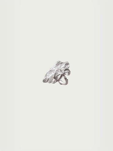 Silver Rock Leaf Ring