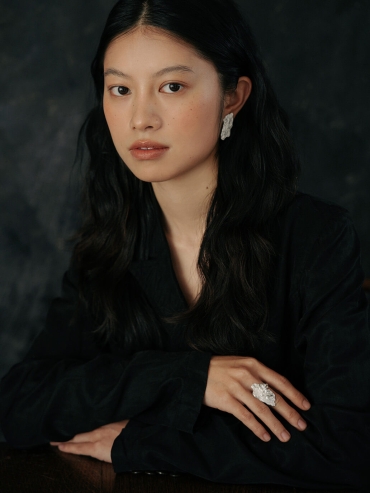 Silver Rock Leaf Ring