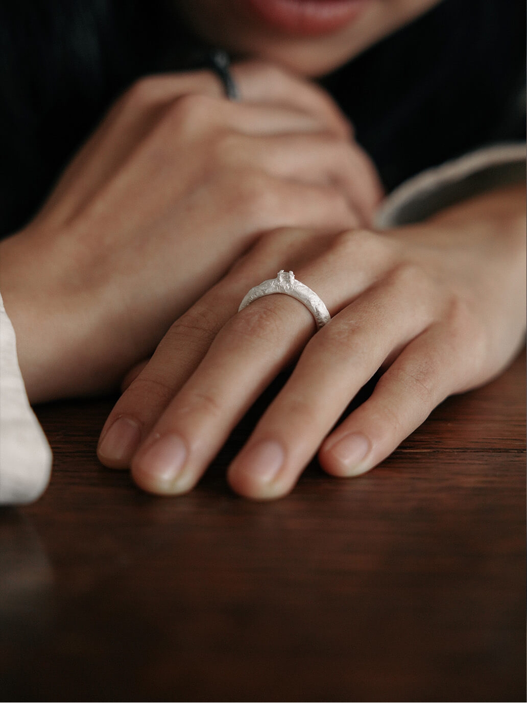 White Plain Stone Ring