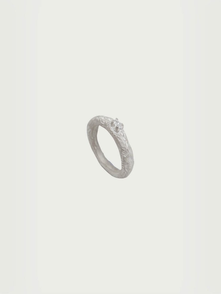 White Plain Stone Ring