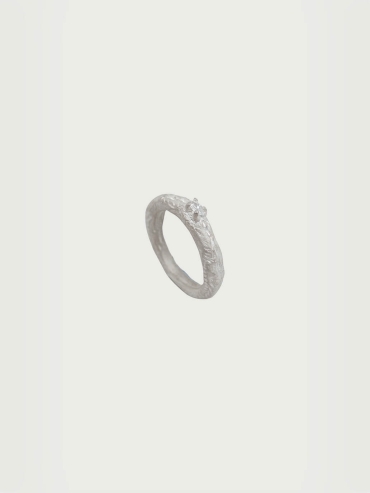 White Plain Stone Ring
