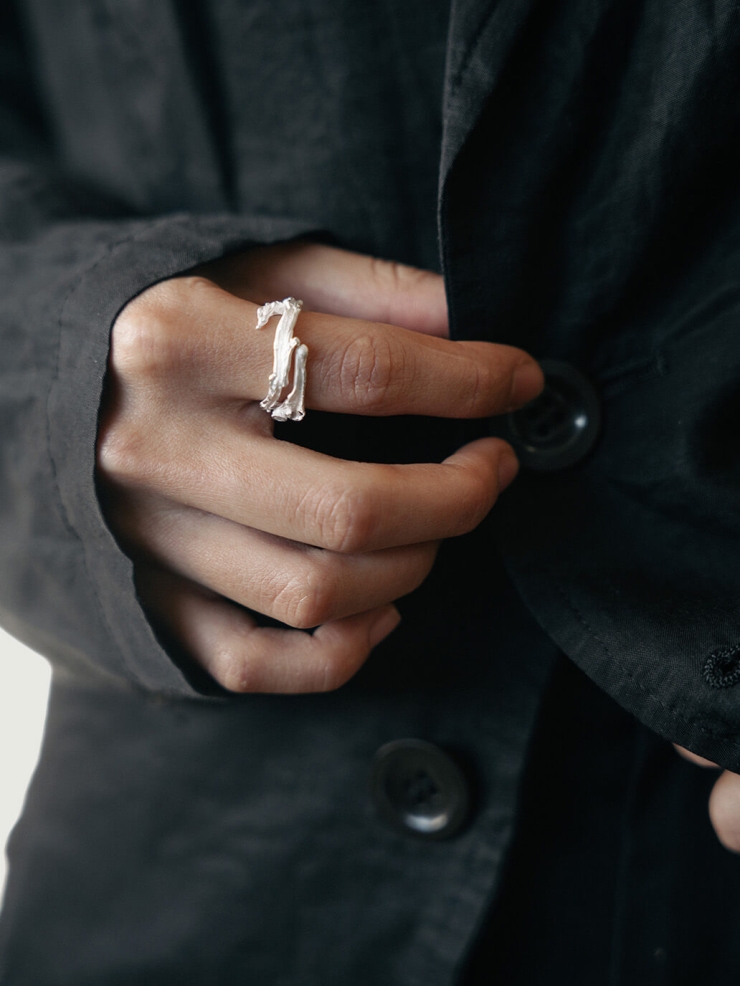 White Hidden Branch Ring