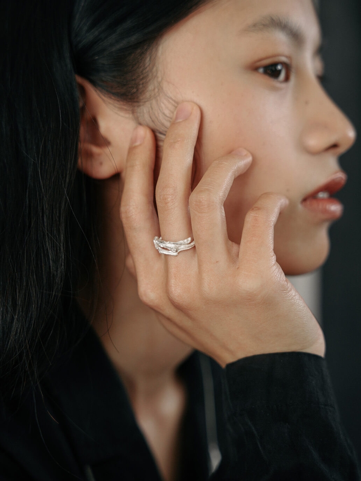 White Hidden Branch Ring