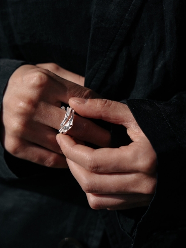 White Hidden Branch Ring