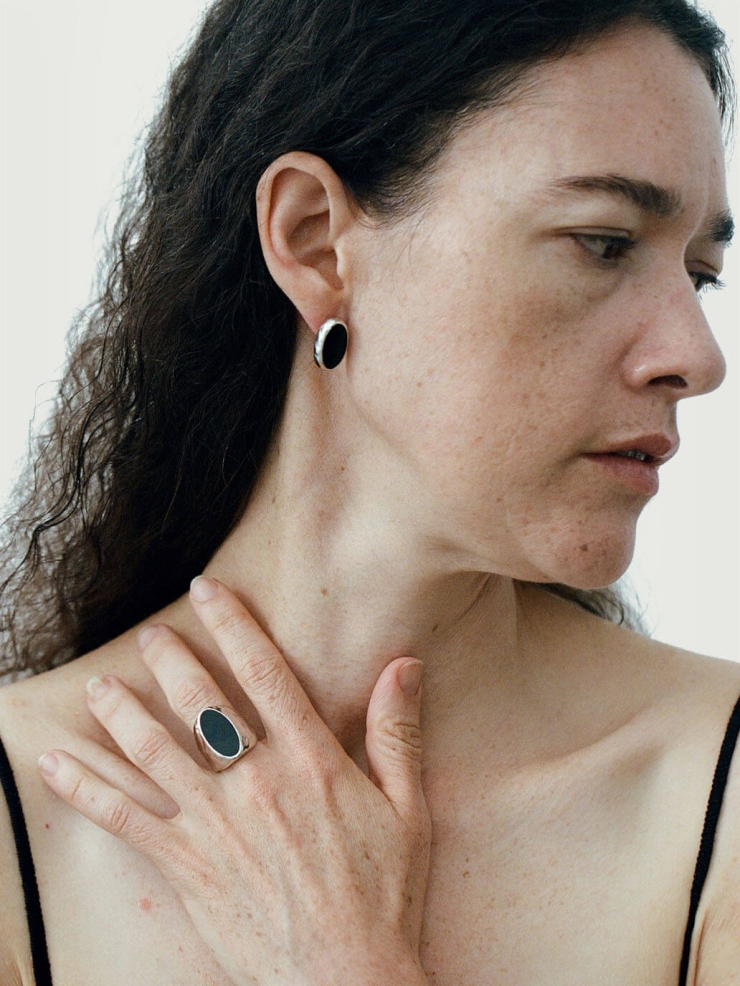 Black Onyx Oval Studs