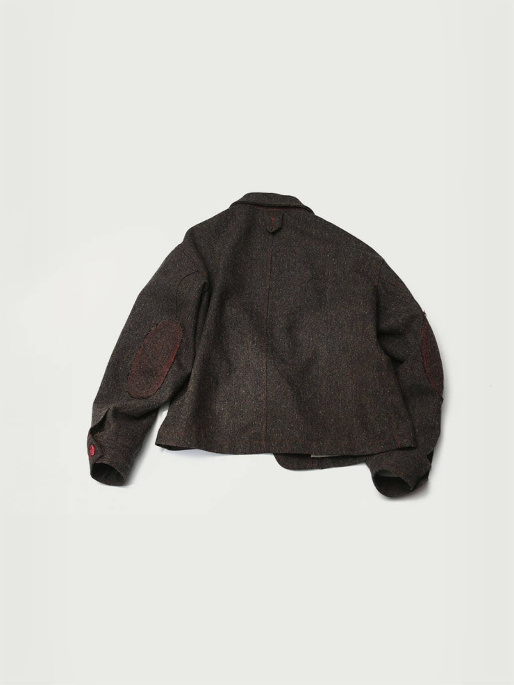 Brown Tweed Wool Jacket with Notched Lapel