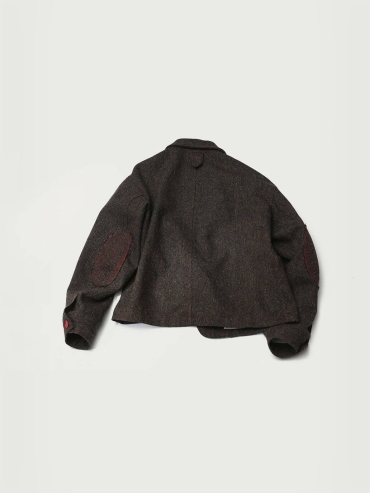 Brown Tweed Wool Jacket with Notched Lapel