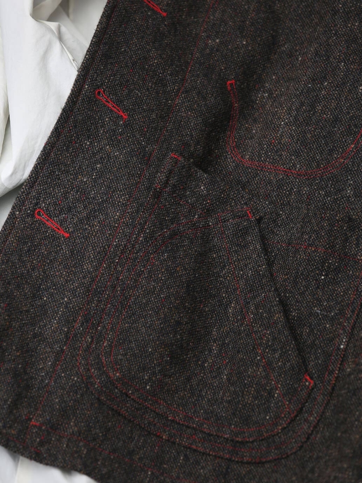 Brown Tweed Wool Jacket with Notched Lapel