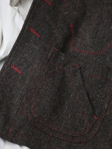 Brown Tweed Wool Jacket with Notched Lapel