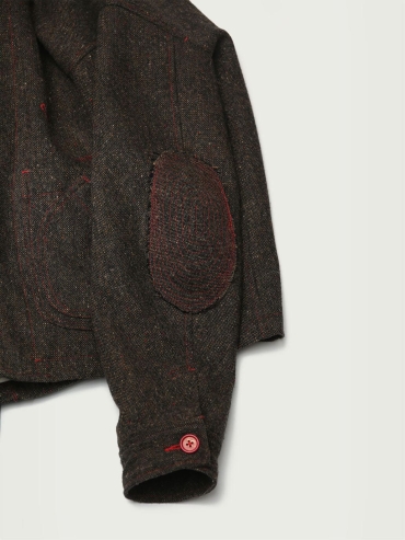 Brown Tweed Wool Jacket with Notched Lapel