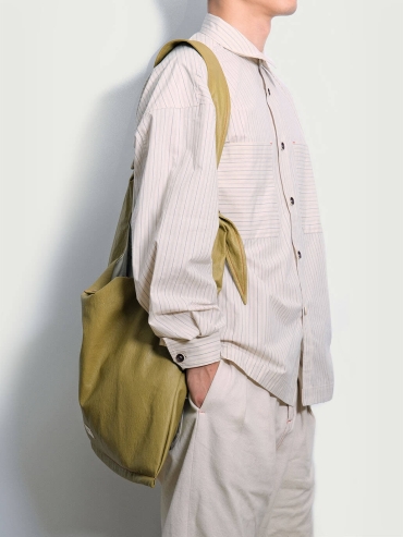 Beige Classic Vertical Stripe Oversized Shirt