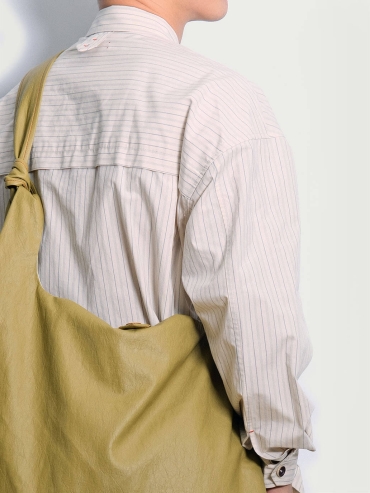 Beige Classic Vertical Stripe Oversized Shirt