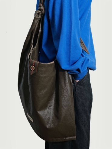 Brown Lace-Up Crossbody Bag