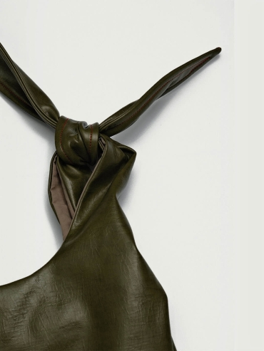 Pine Green Lace-Up Crossbody Bag