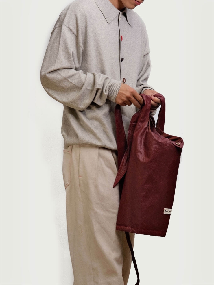 Burgundy Lace-Up Crossbody Bag