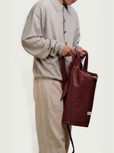 Burgundy Lace-Up Crossbody Bag