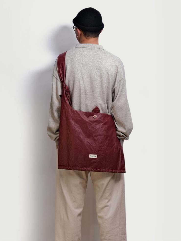 Burgundy Lace-Up Crossbody Bag