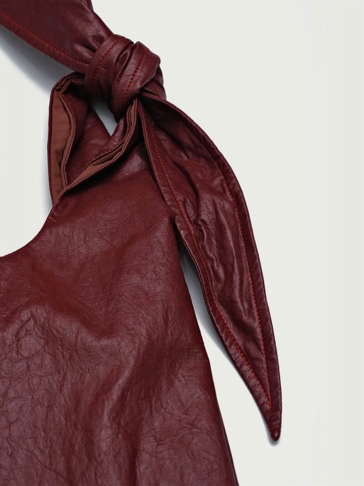 Burgundy Lace-Up Crossbody Bag