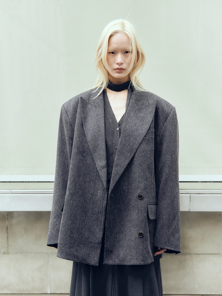 Sesame Black Oversize Double-Breasted Blazer