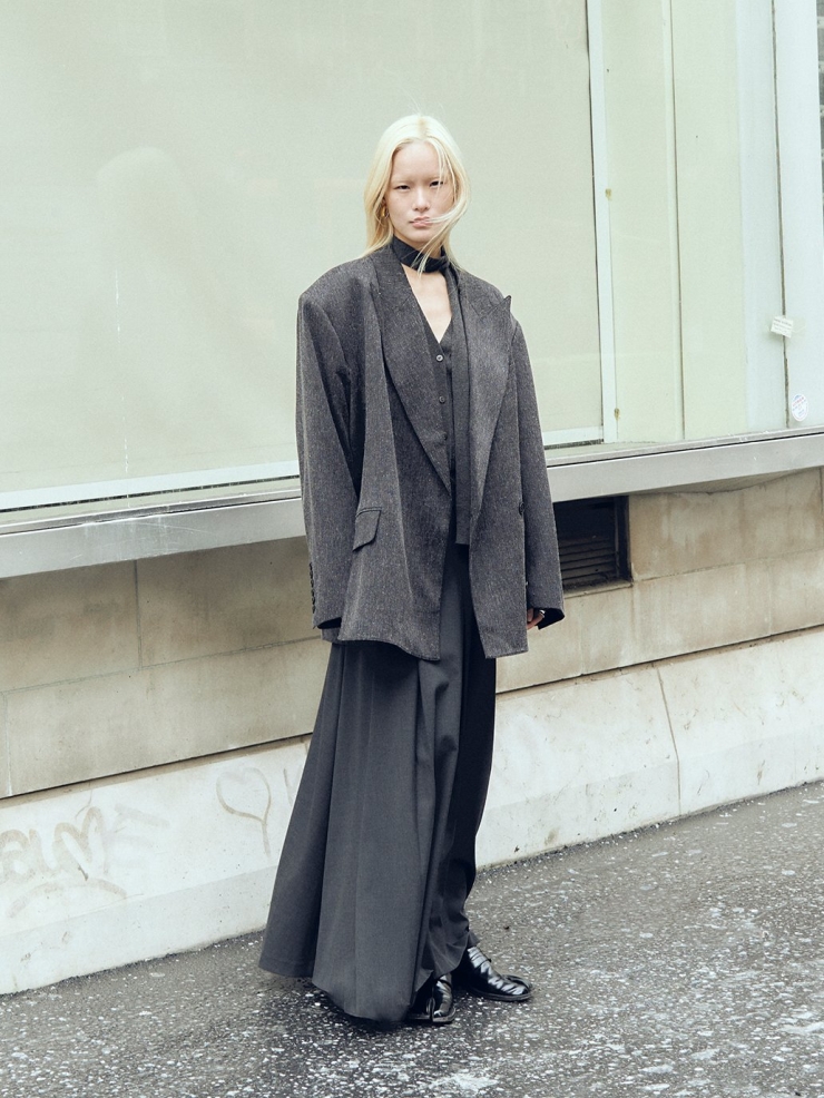 Sesame Black Oversize Double-Breasted Blazer