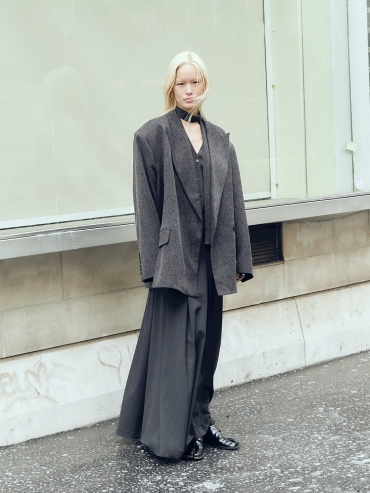 Sesame Black Oversize Double-Breasted Blazer