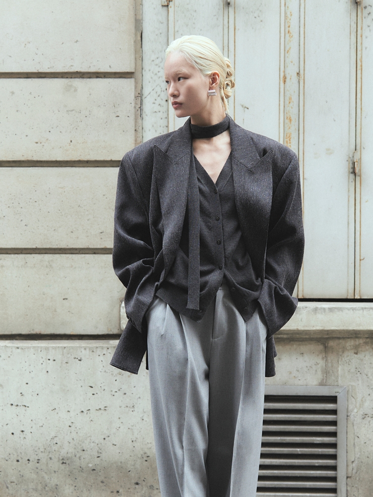 Sesame Black Oversize Double-Breasted Blazer