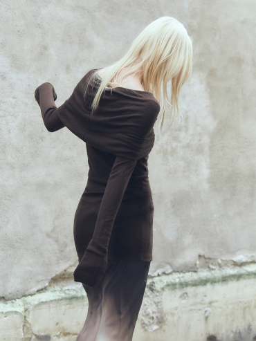 Soft Brown Off-Shoulder Knit Top