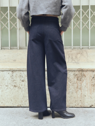 Navy Belt Wide Jeans