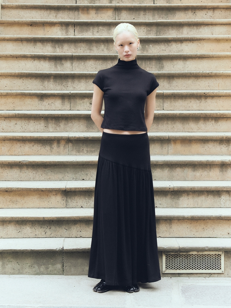 Black High Neck Basic Shirt