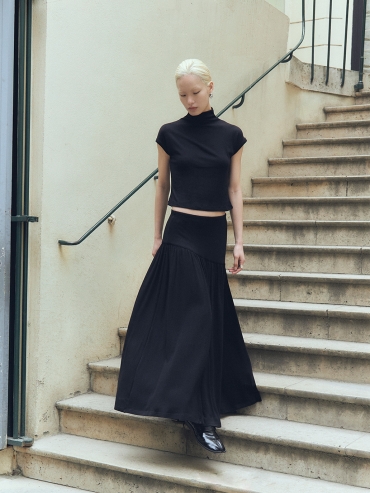 Black High Neck Basic Shirt