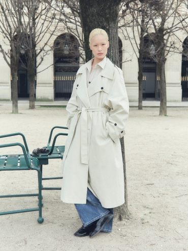 Ivory Lapel Collar Trench Coat