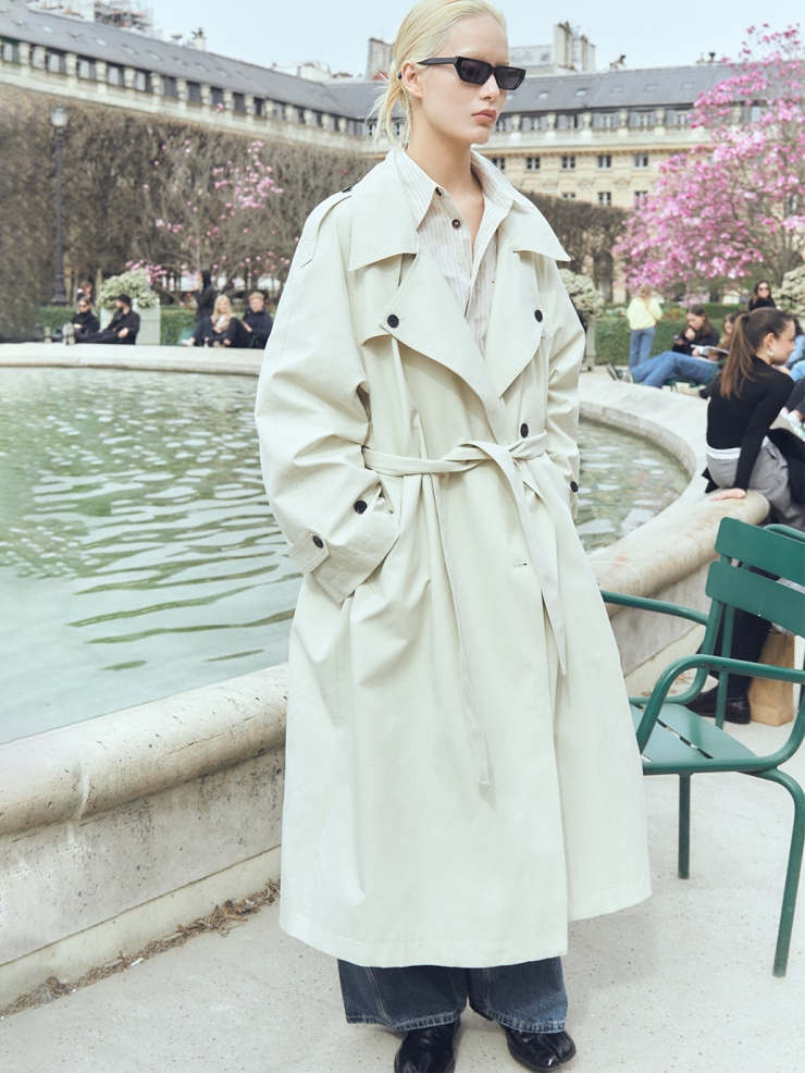Ivory Lapel Collar Trench Coat