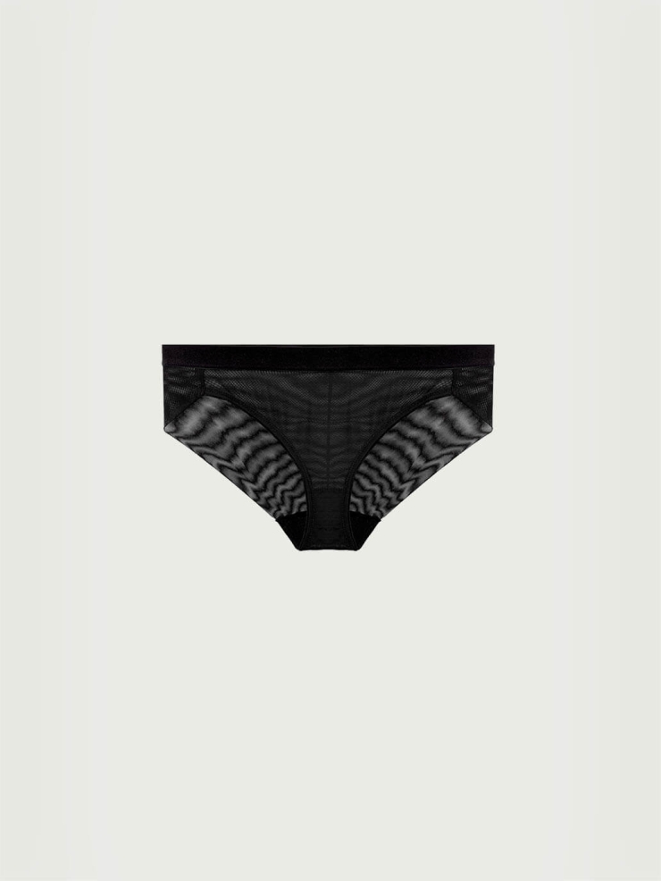 Black Stretch Mesh Midrise Briefs