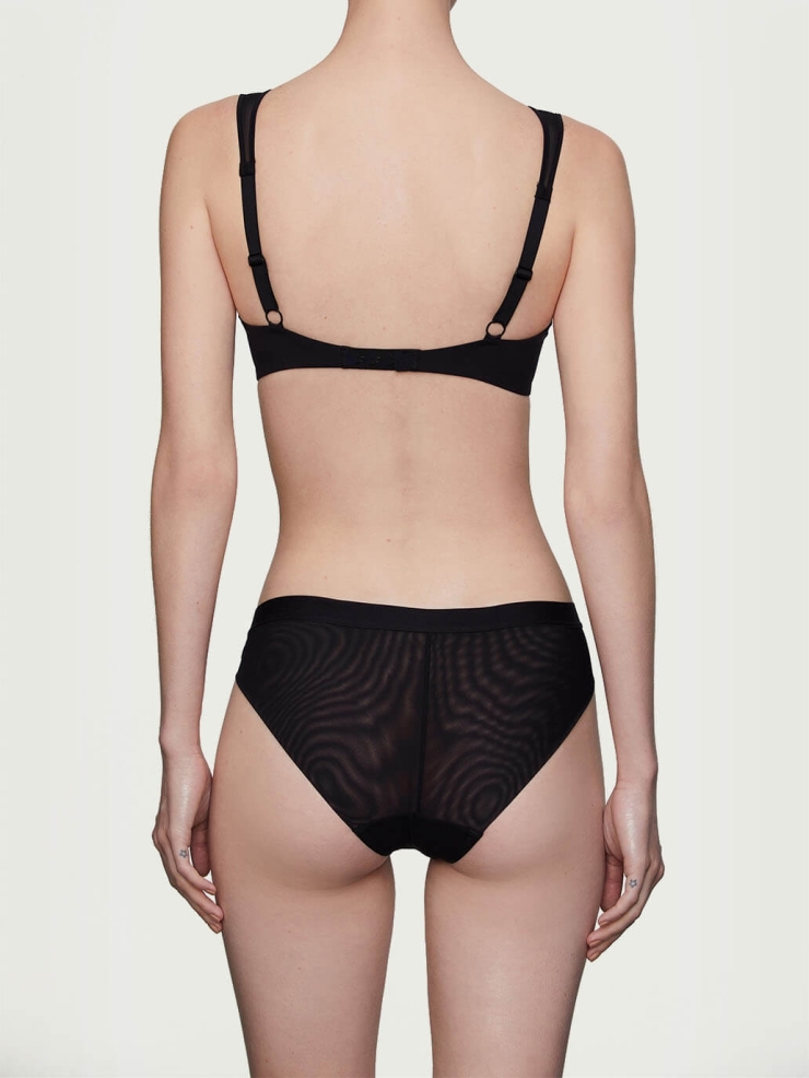 Black Stretch Mesh Midrise Briefs