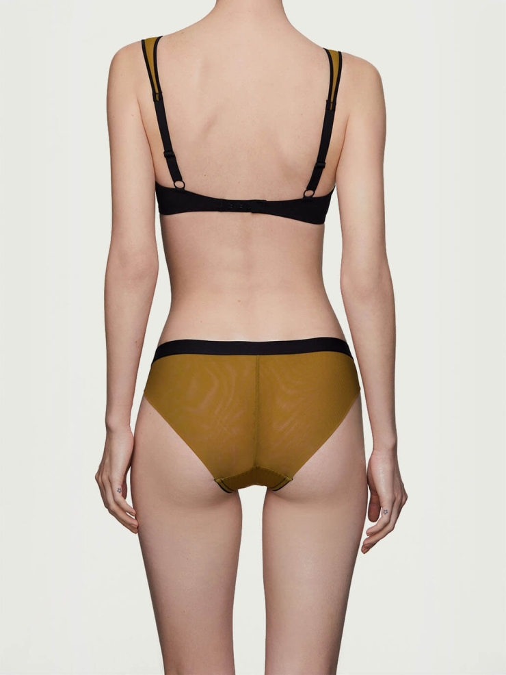 Yellow Stretch Mesh Midrise Briefs