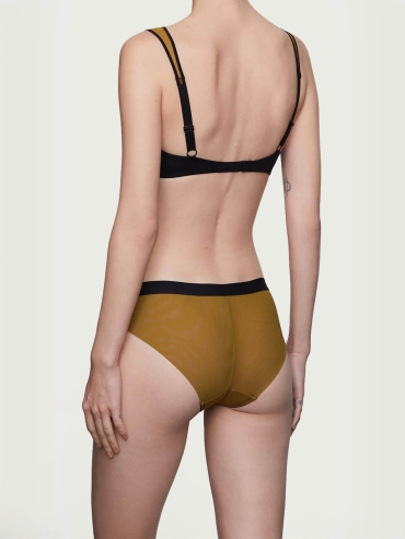 Yellow Stretch Mesh Midrise Briefs