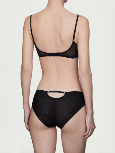 Black Stretch Mesh with Strips Midrise Briefs