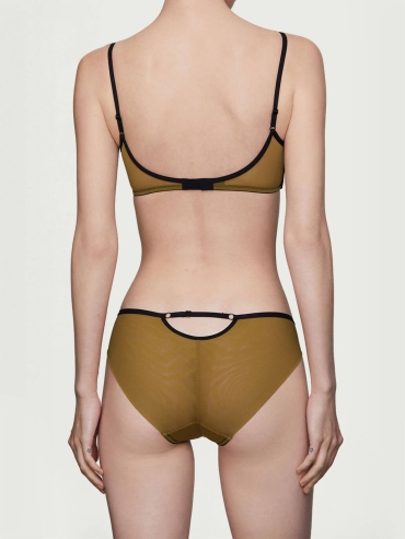 Yellow Stretch Mesh with Strips Midrise Briefs