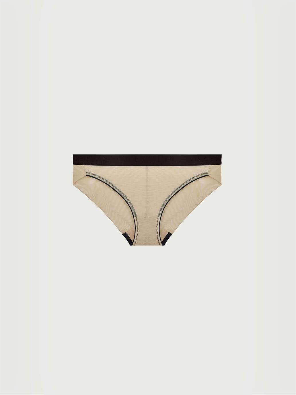 Beige Stretch Mesh Midrise Briefs