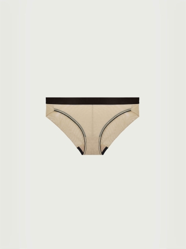 Beige Stretch Mesh Midrise Briefs