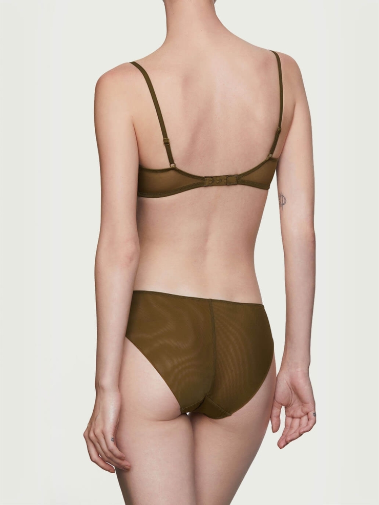 Olive Stretch Layerd Mesh Midwaist Briefs