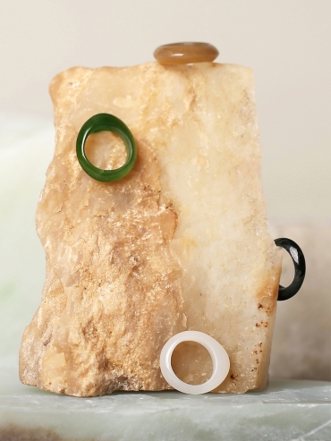 White nephrite jade ring